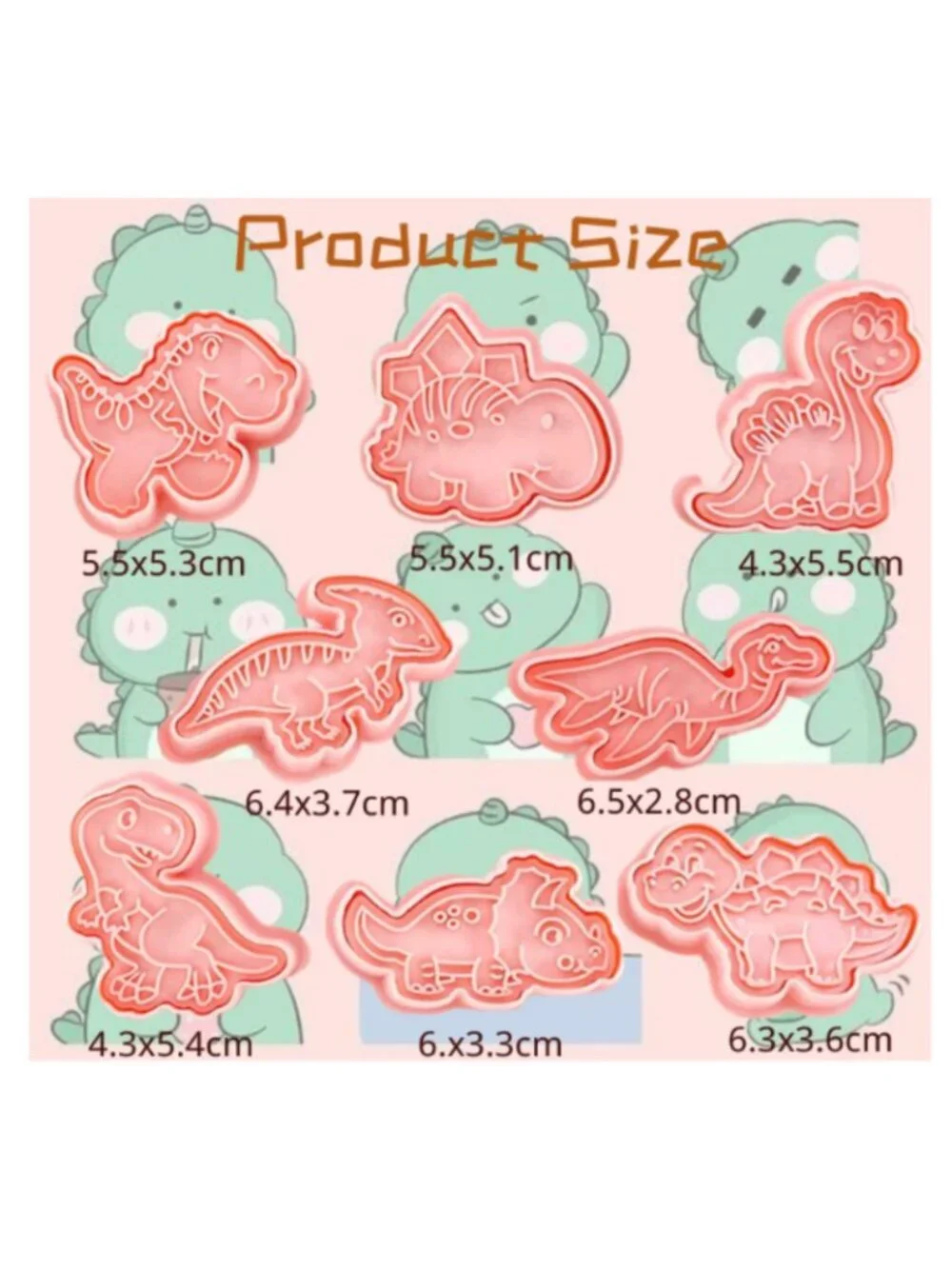 8-Piece Dinosaur Cookie Cutter Set 3D Press Mold for Fun Baking & Kids’ Parties
